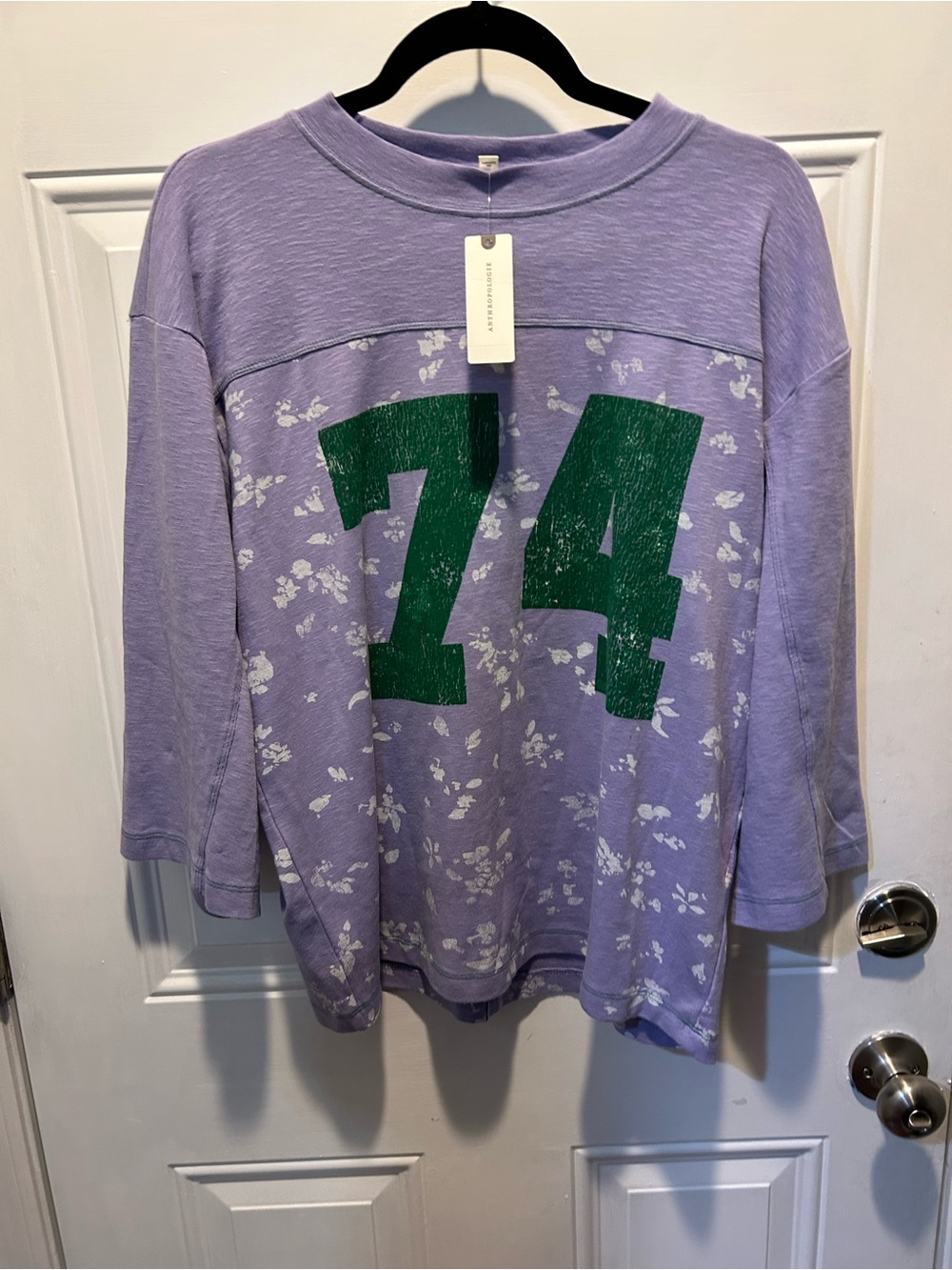 PILCRO Varsity Tee Lavender Floral 74 Graphic Top